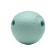 Ein hellblauer Gummihundespielball mit einer strukturierten Oberfläche und einem Loch, entworfen zum Kauen und Spielen für Hunde.