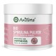 AniForte-Glas mit der Aufschrift 'Bio Spirulina Pulver', rosa Etikett mit Hund- und Katzensilhouetten und 'Unterstützt den Stoffwechsel'.