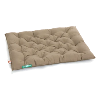 Braunes Haustierbett mit gepolstertem Design, mit einer weichen, gepolsterten Oberfläche für Komfort.