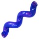 Jouet pour chien en caoutchouc torsadé bleu-violet en forme de tire-bouchon, logo KONG en relief et extrémités creuses en forme de coupe.