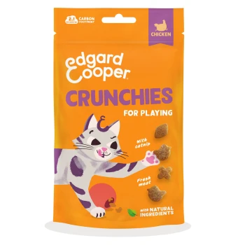 Orange Edgard & Cooper Crunchies bag for playing, with catnip, fresh meat, natural ingredients, chicken.