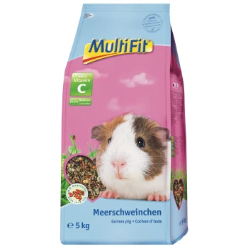 Sac de nourriture MultiFit pour cochons d'Inde, rose/bleu, grande photo de cochon d'Inde, 'extra Vitamine C', Meerschweinchen, 5 kg.