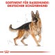 Illustration eines Deutschen Schäferhundes mit einer detaillierten Skizze, betitelt 'Sortiment für Rassehunde: Deutscher Schäferhund.'