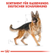 Illustration eines Deutschen Schäferhundes mit einer detaillierten Skizze, betitelt 'Sortiment für Rassehunde: Deutscher Schäferhund.'