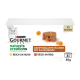 Purina Gourmet Katzenfutterbox mit weißer Katze und sämiger Mousse; Text 'DAMPFGEGARTE MOUSSE MIT SAUCENHERZ', 4x85 g.