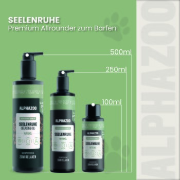 ALPHAZOO Care Seelenruhe Haustierölflasche zur Entspannung, mit umweltfreundlicher Verpackung und geeignet für alle Rassen.