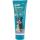 AniOne Wild Variety Shampoo-Tube für langhaarige Hunde (türkis) mit Bild eines Border Collies, 'SHAMPOO', Kräuterextrakt und 'Vegan'.