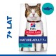 Torba z karmą dla kotów Hill's Science Plan z dojrzałym kotem tabby, oznaczona "Mature Adult 7+" z tuńczykiem oraz "Zalecane przez weterynarzy."