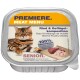 Premiere Fleischmenü für Seniorenkatzen mit Rind- und Geflügelmischung, mit dem Hinweis auf 100% frisches Fleisch.