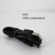 Schwarzes USB-Ladekabel mit einem USB-A-Anschluss, beschriftet mit 'inkl. USB-Ladekabel' in grauer Schrift.