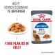 Royal Canin Light Weight kattenvoer verpakking met een bord natvoer, met tekst over gewichtsbeheer en voedingsvoordelen.