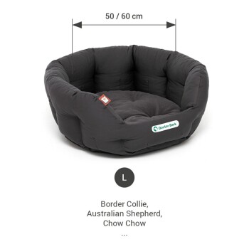 Schwarzes gepolstertes Hundebett von Doctor Bark, Größe groß (50/60 cm), geeignet für Border Collie, Australian Shepherd, Chow Chow.