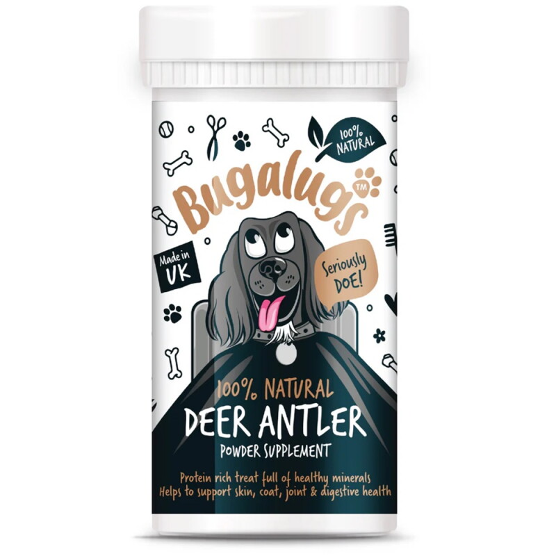 Bugalugs  Deer Antler Powder 70 g – 100 % natürliches Ergänzungsfuttermittel für Hunde