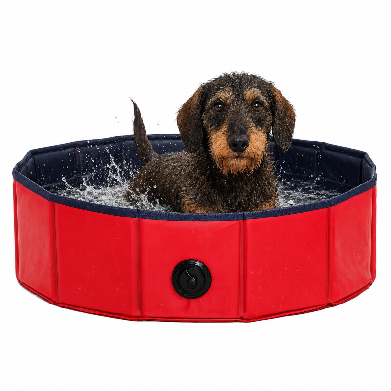 Lionto 80 cm Hundepool mit Ablassventil - faltbar