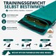 Golden Retriever läuft auf einem grasbewachsenen Weg und trägt ein grünes Stoff-Hundespielzeug im Maul im Freien.
