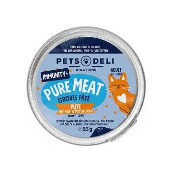 Pets Deli Pure Meat Truthahn-Pâté Katzenfutter, Immunität+, getreide- und zuckerfrei, 85g, für erwachsene Katzen über 1 Jahr.