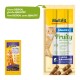 MultiFit Fruity Meat Sticks für Katzen, mit einer orangefarbenen Katze. Die Verpackung zeigt "91% Fleisch, Fisch" und "mit Lachs & Blaubeere."
