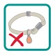 Illustration eines Haustierhalsbands mit einem roten "X" darüber, was anzeigt, dass es nicht empfohlen oder geeignet ist.