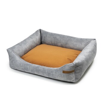 SoftColor luxury dog bed in grau color orange S