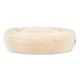 Rundes, plüschiges Haustierbett in sanftem Beige, mit flauschiger Textur und einem leicht erhöhten Rand für zusätzlichen Komfort.