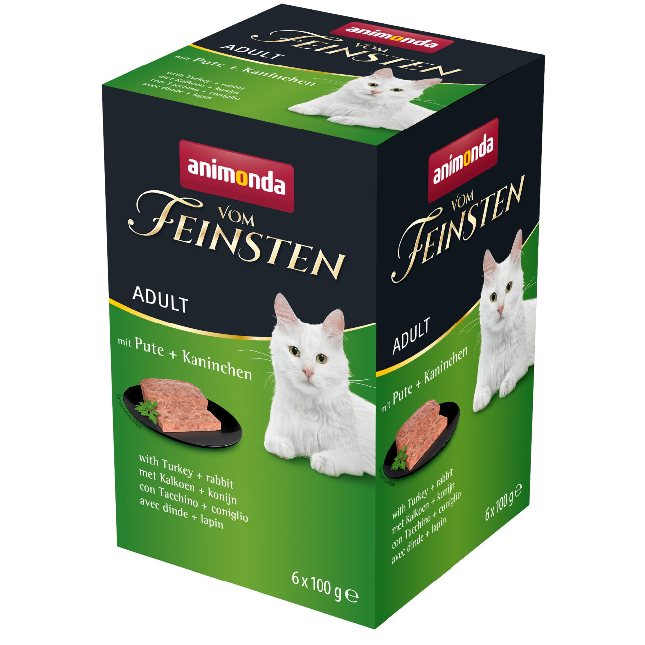 animonda Vom Feinsten Nassfutter, Katze, Adult 6x100g mit Pute und Kaninchen