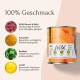 Dosen-Haustierfutter mit der Aufschrift "Wild", das Zutaten wie Wild, Amaranth, Brokkoli und Leinsamenöl enthält, mit aufgeführten Nährstoffen.