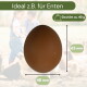 Braunes Ei zentriert mit Pfeilen (48 mm × 65 mm); deutsche Beschriftungen "Ideal z.B. für Enten" und "Gewicht ca. 40 g"; schwacher Hintergrund mit Kindern und Enten.