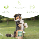 Ein glücklicher Hund steht auf seinen Hinterbeinen neben einem Sack "3-in-1 BARF Flakes Mix" und hebt seine ernährungsphysiologischen Vorteile hervor.