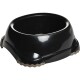 Black plastic pet food bowl with a wide rim and non-slip base.