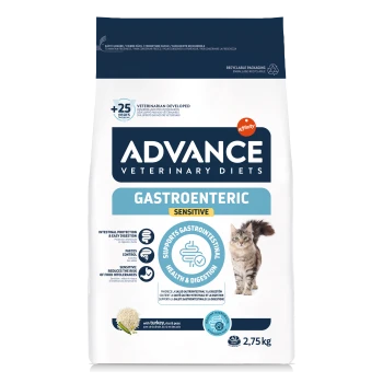 Nourriture pour chat Advance Veterinary Diets Gastroenteric Sensitive à la dinde, riz et pois, soutient la santé gastro-intestinale, sac de 2,75 kg.