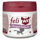 Behälter von 'feli TATZ MagenSchutz', einem Haustier-Nahrungsergänzungsmittel für die Verdauungsgesundheit, ausgestattet mit einer Cartoon-Katze und Details in deutscher Sprache.