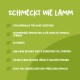 Haustierfutteranzeige auf grünem Hintergrund mit Text: "Schmeckt wie Lamm" hebt glutenfreies, hochwertiges Sojaprotein und gesundheitliche Vorteile hervor.