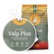 'Valp Plus' Super-Premium-Hundefutterbeutel in Gelb und Grün, betont hinzugefügtes Flohsamen und kein Weizengluten zur Unterstützung der Verdauung.