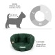 Hundebett geeignet für kleine Rassen wie Dackel und Yorkshire Terrier, Maße 40 cm Länge und 35 cm Breite, in grüner Farbe.