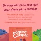 Sac orange de nourriture pour animaux Edgard & Cooper avec texte français 'Poulet frais 35 %, Saumon frais 5 %' et titre 'On vous met ça...'.