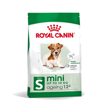 Royal Canin Hundefuttertüte für kleine Rassen (S), für Hunde bis 10 kg, ab 12 Jahren, fördert Gewichtserhaltung und Vitalität.