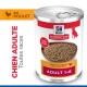 Conserve Hill's Science Plan pour chiens adultes (pâté en pain au poulet) étiquetée « CHIEN ADULTE », « ADULT 1–6 », et « au POULET ».