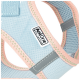 Helles blaues Haustiergeschirr mit pinken Akzenten und grauen Details, mit dem 'AniOne'-Logo auf einem weißen Etikett.