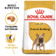 Sac de nourriture pour chien Royal Canin Adult French Bulldog, présentant des détails nutritionnels spécifiques à la race et une forme de croquette personnalisée.