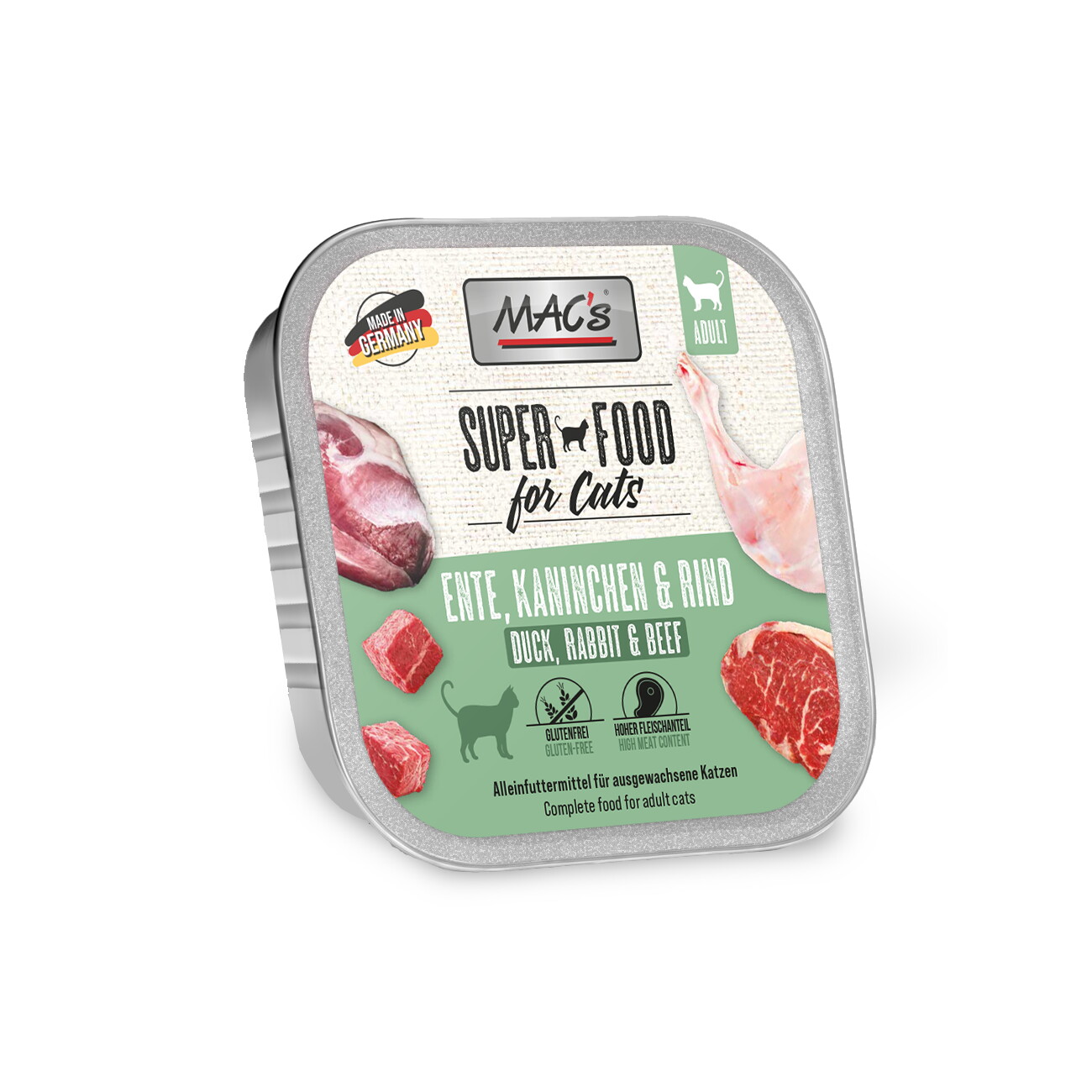 MAC's Nassfutter Katze Adult Ente, Kaninchen und Rind 64x100 g