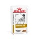 Royal Canin Veterinary Urinary S/O Hundefutterbeutel mit einer Hundillustration, beschriftet mit "Dünne Scheiben in Soße."