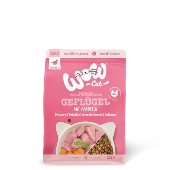 Emballage de nourriture pour chat Softleys, présentant un design rose, un logo en forme de cœur et une icône de canard, avec un texte indiquant plus de 90 % de contenu en viande.