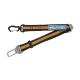 Ein schwarzes und orangefarbenes Hundesicherheitsgeschirr mit einem Metallclip und einem Kurgo-Logo-Patch.