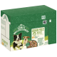Grüne Box James Wellbeloved Getreidefreies Hundefutter für Erwachsene mit Bildern von zwei Hunden und einem Futternapf, 12x90g Packungen.