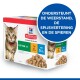 Hill's Science Plan kittenvoerdoos met een tabby kat, met tekst die zegt "ondersteunt immuniteit, spijsvertering en spieren."
