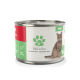Hundefutterdose mit der Aufschrift "Fellicita" und einem Bild einer grauen getigerten Katze, mit den Texten "Adult" und "Gesundes Futter - Glückliches Leben."