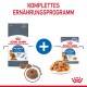 Royal Canin Light Weight Katzenfutterverpackung mit Trockenfutter und Nassfutter, mit einem Katzenbild und dem Text 'Komplettes Ernährungsprogramm'.