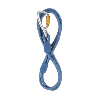 Führleine Rope Thin Blaue Hundeleine mit Karabinerclip, mit zwei Gummigriffen mit dem Logo 'Woolly Wolf' und einem geflochtenen Design.