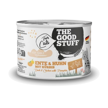 Dose 'THE GOOD STUFF' Katzenfutter, 'For Cats', Ente & Huhn mit Kürbis (Duck & Chicken with Pumpkin), Hergestellt in Deutschland