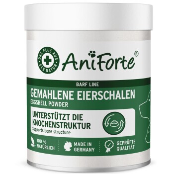 AniForte BARF Line Dose — Gemahlene Eierschalen (eggshell powder), Unterstützt die Knochenstruktur, Hergestellt in Deutschland.